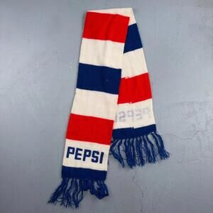 Vintage Pepsi Scarf Knit Red White And Blue With Fringe Promo 80s 1980s Soda